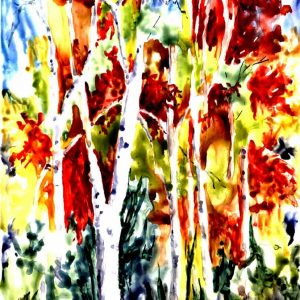 Birch-Trees-in-the-Fall-Claire-Payne-Painting